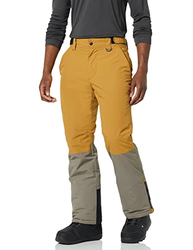 Amazon Essentials Herren Wasserabweisende Isolierte Snowboard-Ski-Schneehose, Braun Senfgelb Farbblock, XL von Amazon Essentials
