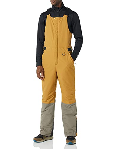 Amazon Essentials Herren Wasserfeste, isolierte Schnee-Latzhose, Gold Hellbraun Farbblock, L von Amazon Essentials