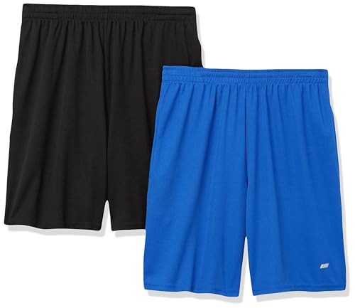 Amazon Essentials Herren Weit geschnittene Performance-Funktionsshorts (erhältlich in Big & Tall), 2er-Pack, Königsblau/Schwarz, XXL von Amazon Essentials