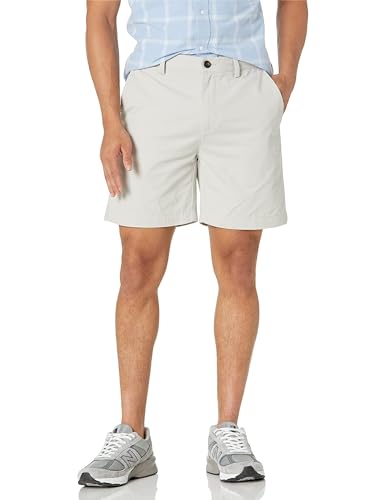 Amazon Essentials Herren Shorts, Schmale Passform, 18 cm, Silber, 30W von Amazon Essentials