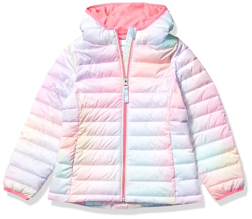 Amazon Essentials Mädchen Leichte, Wasserabweisende, verstaubare Kapuzenjacke, Rosa Schatteneffekt, 6-7 Jahre von Amazon Essentials