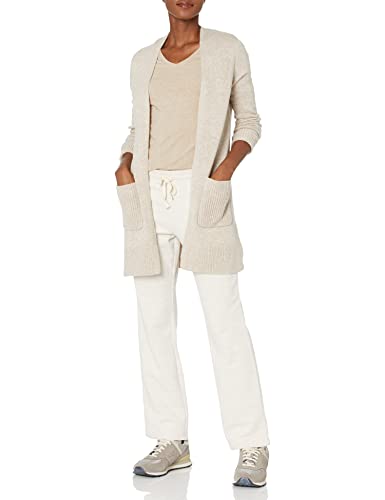 Amazon Essentials Damen Langärmliger Cardigan mit Jerseymaschen und offener Vorderseite, Haferbeige Meliert, XS von Amazon Essentials