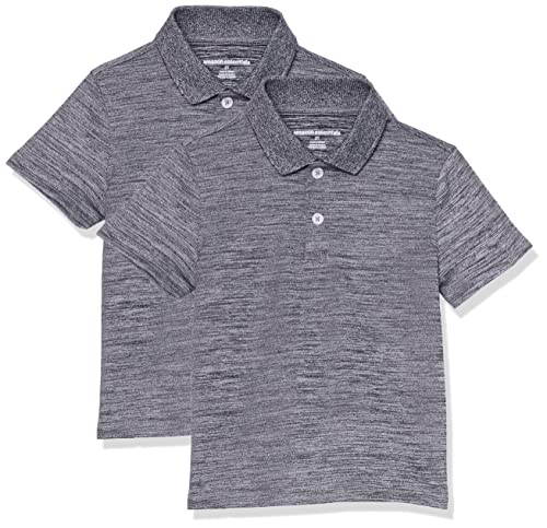 Amazon Essentials Jungen Active-Funktions-Poloshirts, 2er-Pack, Grau Space-dye, 10 Jahre von Amazon Essentials