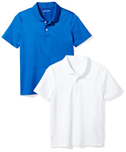 Amazon Essentials Jungen Active-Funktions-Poloshirts, 2er-Pack, Königsblau/Weiß, 8 Jahre von Amazon Essentials