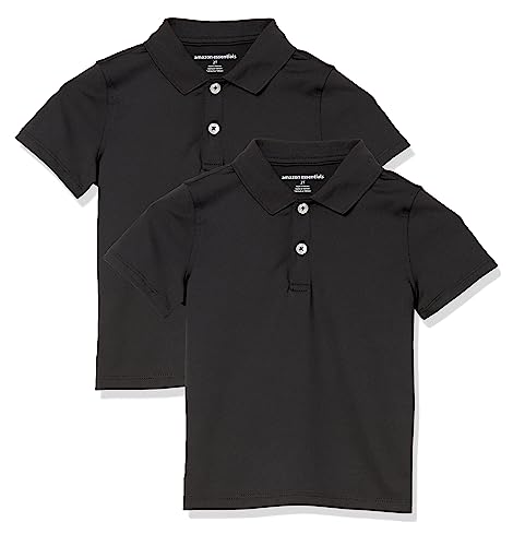 Amazon Essentials Jungen Active-Funktions-Poloshirts, 2er-Pack, Schwarz, 10 Jahre von Amazon Essentials