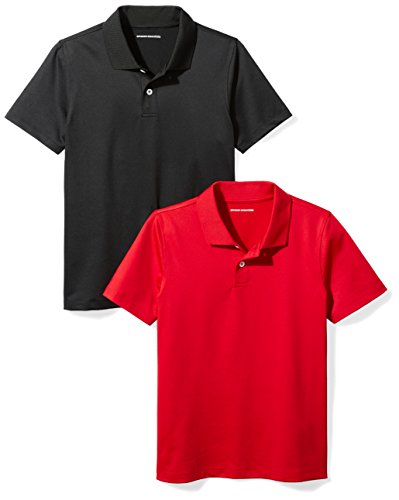 Amazon Essentials Jungen Active-Funktions-Poloshirts, 2er-Pack, Schwarz/Rot, 3 Jahre von Amazon Essentials