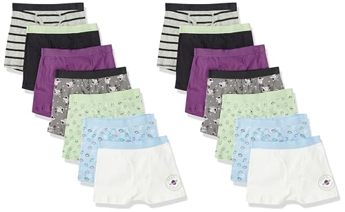 Amazon Essentials Jungen Boxershorts, Unterwäsche aus Baumwolle (Früher Spotted Zebra), 14er-Pack, Mehrfarbig/Außerirdische/Streifen/Weltraum, 8 Jahre von Amazon Essentials