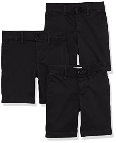 Amazon Essentials Jungen Gewebte Uniform-Shorts mit Flacher Vorderseite (knitterfrei), 3er-Pack, Schwarz, 4 Jahre von Amazon Essentials