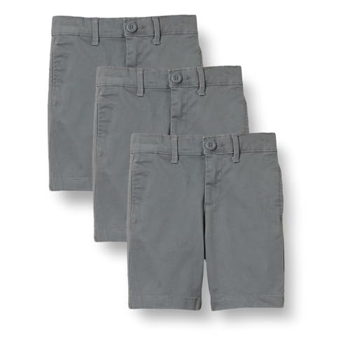 Amazon Essentials Jungen Gewebte Uniform-Shorts mit flacher Vorderseite (knitterfrei), 3er-Pack, Dunkelgrau, 6 Jahre Große Größen von Amazon Essentials