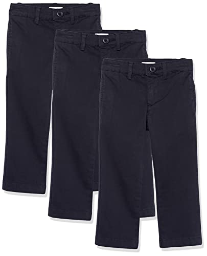 Amazon Essentials Jungen Uniform-Chinohose Mit Gerader Passform Und Flachem Vorderteil, 3er-Pack, Schwarz, 8 Jahre von Amazon Essentials