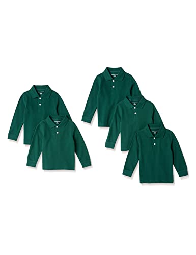 Amazon Essentials Jungen Einheitliche Piqué-Poloshirts mit Langen Ärmeln, 5er-Pack, Dunkelgrün, 2 Jahre von Amazon Essentials