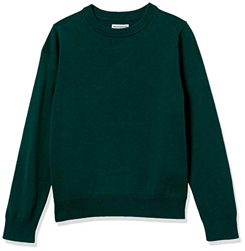 Amazon Essentials Jungen Einheitlicher Pullover aus Baumwolle mit Rundhalsausschnitt, Grün, 10 Jahre von Amazon Essentials