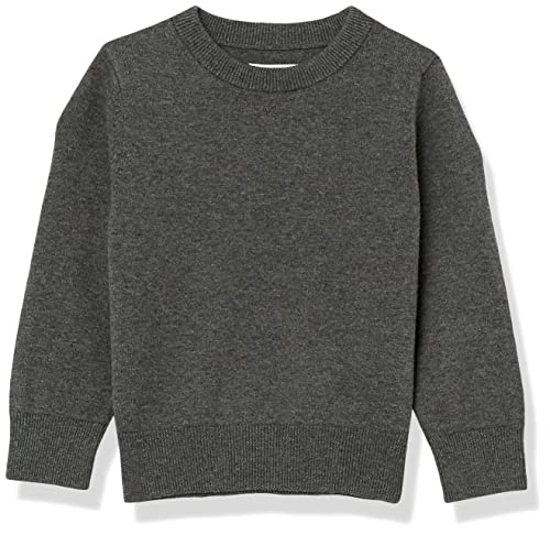 Amazon Essentials Jungen Einheitlicher Pullover aus Baumwolle mit Rundhalsausschnitt, Dunkelgrau Meliert, 3 Jahre von Amazon Essentials