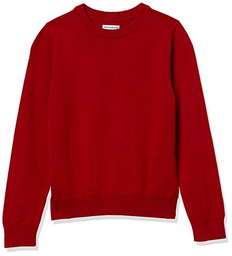 Amazon Essentials Jungen Einheitlicher Pullover aus Baumwolle mit Rundhalsausschnitt, Rot, 5 Jahre von Amazon Essentials