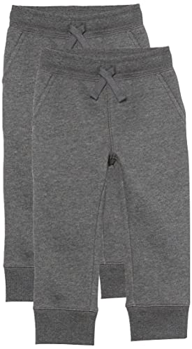 Amazon Essentials Jungen Fleece-Jogginghose, 2er-Pack, Dunkelgrau Meliert, 4 Jahre von Amazon Essentials