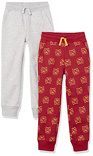 Amazon Essentials Jungen Fleece-Jogginghose, 2er-Pack, Maronibraun Tiger/Mittelgrau Meliert, 8 Jahre von Amazon Essentials