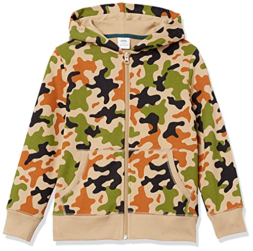 Amazon Essentials Jungen Fleece-Kapuzenpullover mit Reißverschluss, Grün Tarnmuster, 6-7 Jahre von Amazon Essentials