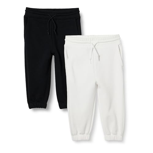 Amazon Essentials Jungen Jogginghose aus Baumwolle, 2er-Pack, Schwarz/Weiß, 5 Jahre von Amazon Essentials
