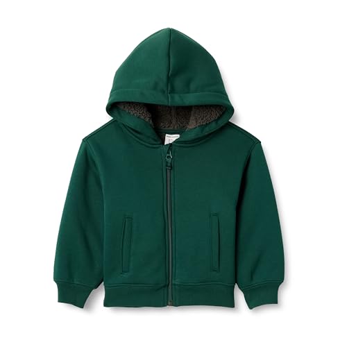 Amazon Essentials Jungen Kapuzenpullover mit Sherpa-Futter, Dunkelgrün, 6-7 Jahre von Amazon Essentials