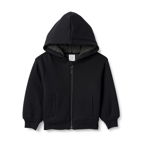 Amazon Essentials Jungen Kapuzenpullover mit Sherpa-Futter, Schwarz, 10 Jahre von Amazon Essentials
