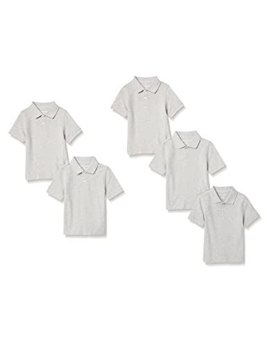 Amazon Essentials Jungen Kurzärmelige Piqué-Poloshirts, Uniform, 5er-Pack, Grau Meliert, 11-12 Jahre von Amazon Essentials