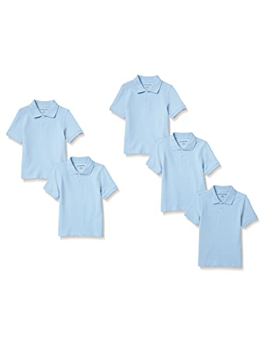 Amazon Essentials Jungen Kurzärmelige Piqué-Poloshirts, Uniform, 5er-Pack, Hellblau, 5 Jahre von Amazon Essentials