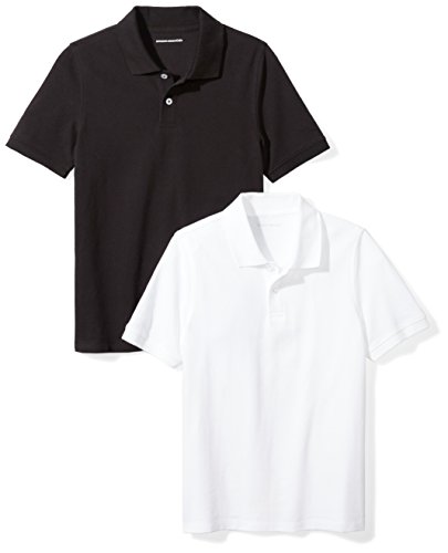 Amazon Essentials Jungen Kurzärmlige Piqué-Poloshirts Für Schuluniformen, 2er-Pack, Schwarz/Weiß, 4 Jahre von Amazon Essentials