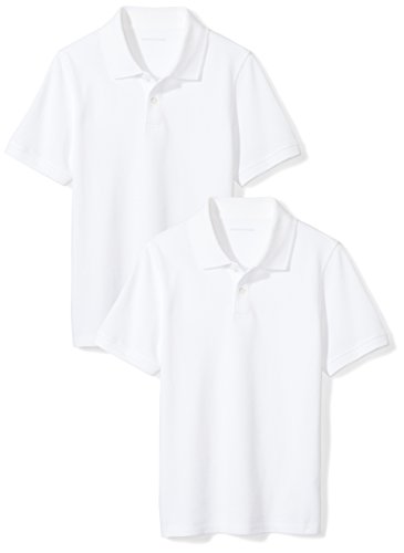 Amazon Essentials Jungen Kurzärmlige Piqué-Poloshirts Für Schuluniformen, 2er-Pack, Weiß, 5 Jahre von Amazon Essentials