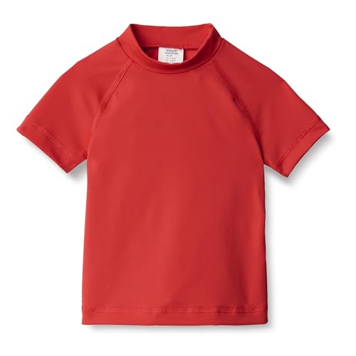 Amazon Essentials Jungen Kurzärmliges Rashguard T-Shirt, Kräftiges Mohnrot, 3 Jahre von Amazon Essentials