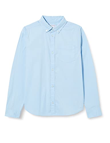 Amazon Essentials Jungen Langärmelige, gewebte Uniform-Hemden aus Stretch-Popeline mit Knopfleiste, 3er-Pack, Blau, 6-7 Jahre von Amazon Essentials