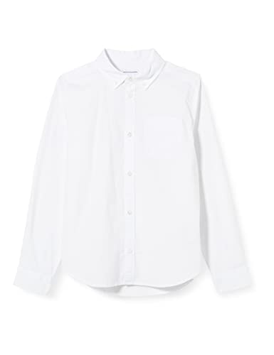 Amazon Essentials Jungen Langärmelige, gewebte Uniform-Hemden aus Stretch-Popeline mit Knopfleiste, 3er-Pack, Weiß, 11-12 Jahre von Amazon Essentials