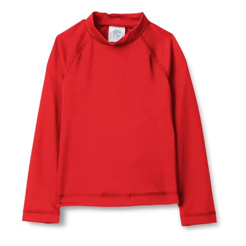 Amazon Essentials Jungen Langärmliges Rashguard T-Shirt, Kräftiges Mohnrot, 10 Jahre von Amazon Essentials