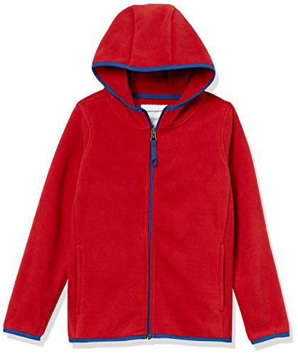 Amazon Essentials Jungen Polar-Fleecejacke mit durchgehendem Reißverschluss und Kapuze, Rot, 10 Jahre von Amazon Essentials