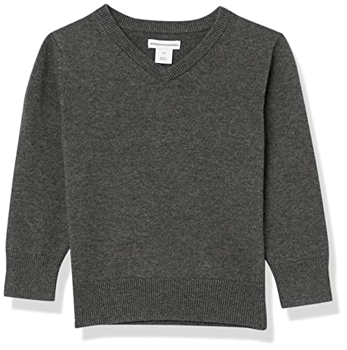 Amazon Essentials Jungen Pullover aus Baumwolle mit V-Ausschnitt, Uniform, Dunkelgrau Meliert, 3 Jahre von Amazon Essentials