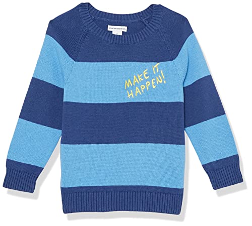 Amazon Essentials Jungen Pullover mit Rundhalsausschnitt, Blau Marineblau Rugby-Streifen, 10 Jahre von Amazon Essentials