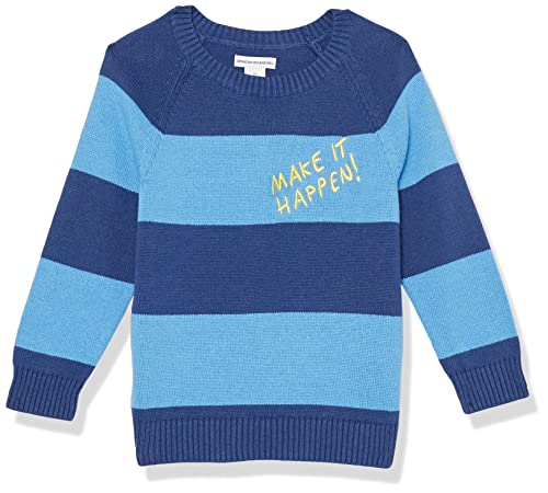 Amazon Essentials Jungen Pullover mit Rundhalsausschnitt, Blau Marineblau Rugby-Streifen, 11-12 Jahre von Amazon Essentials