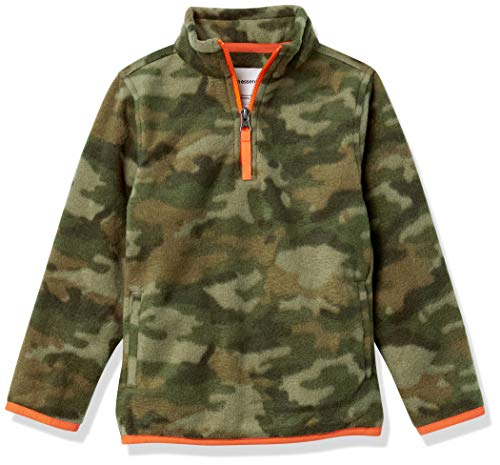 Amazon Essentials Jungen Pulloverjacke aus Polarfleece mit Viertelreißverschluss, Grün Camouflagedesign, 11-12 Jahre von Amazon Essentials