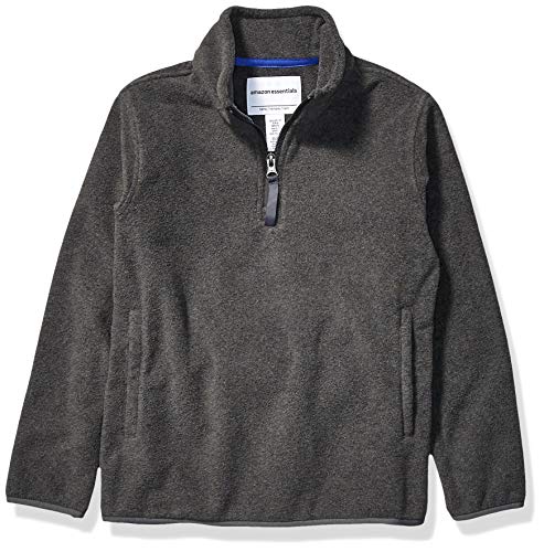 Amazon Essentials Jungen Pulloverjacke aus Polarfleece mit Viertelreißverschluss, Kohlegrau Meliert, 10 Jahre von Amazon Essentials