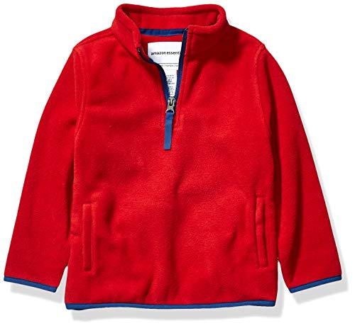 Amazon Essentials Jungen Pulloverjacke aus Polarfleece mit Viertelreißverschluss, Rot, 10 Jahre von Amazon Essentials