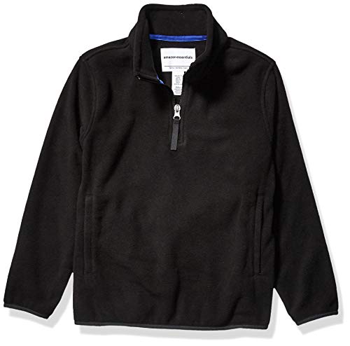 Amazon Essentials Jungen Pulloverjacke aus Polarfleece mit Viertelreißverschluss, Schwarz, 10 Jahre von Amazon Essentials