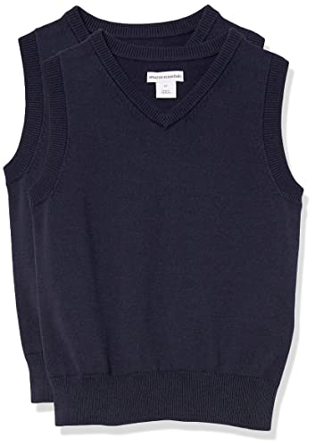 Amazon Essentials Jungen Pulloverweste aus Baumwolle mit V-Ausschnitt, Uniform, 2er-Pack, Marineblau, 2 Jahre von Amazon Essentials