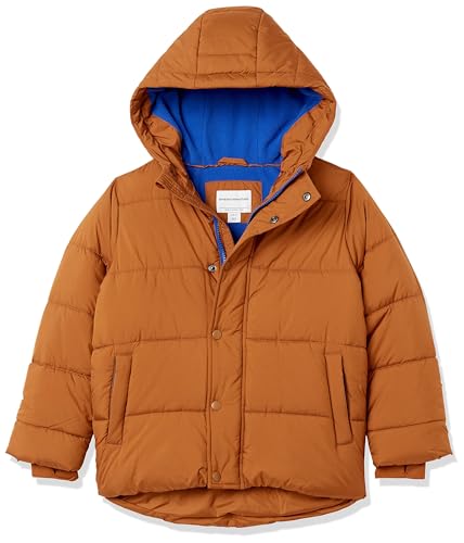 Amazon Essentials Jungen Schwere Pufferjacke mit Kapuze, Hellbraun, 10 Jahre von Amazon Essentials