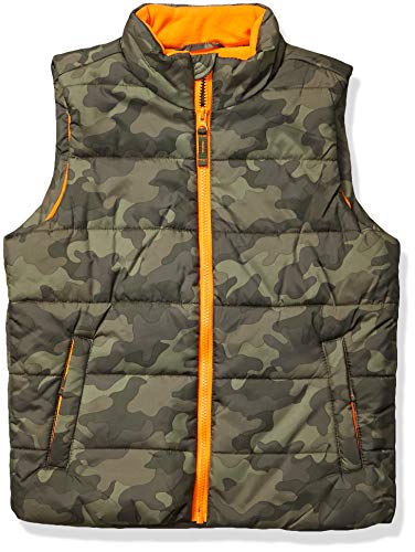 Amazon Essentials Jungen Schwere Pufferweste, Armeegrün Camouflagedesign, 8 Jahre von Amazon Essentials