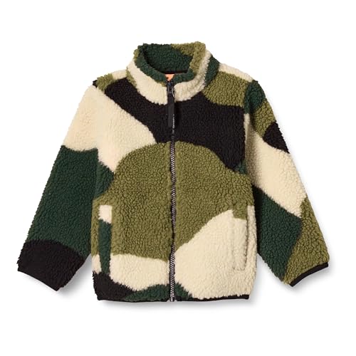 Amazon Essentials Jungen Sherpa-Jacke Mit Fleecefutter Und Durchgehendem Reißverschluss, Grün Tarnmuster, 9 Jahre von Amazon Essentials
