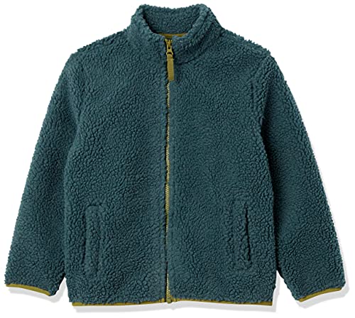 Amazon Essentials Jungen Sherpa-Jacke mit Polar-Fleece-Futter und durchgehendem Reißverschluss, Dunkelgrün, 10 Jahre von Amazon Essentials