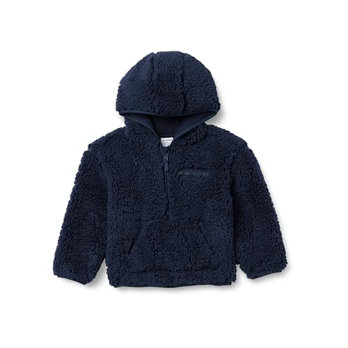 Amazon Essentials Jungen Sherpa-Kapuzenpullover mit halbem Reißverschluss, Marineblau, 4 Jahre von Amazon Essentials