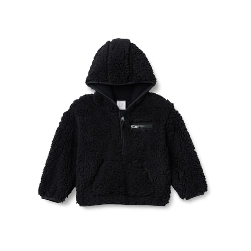 Amazon Essentials Jungen Sherpa-Kapuzenpullover mit halbem Reißverschluss, Schwarz, 11-12 Jahre von Amazon Essentials