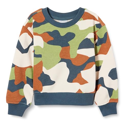Amazon Essentials Jungen Regular-Fit-Sweatshirt mit Rundhalsausschnitt, Dunkles Marineblau Tarnmuster, 8 Jahre von Amazon Essentials