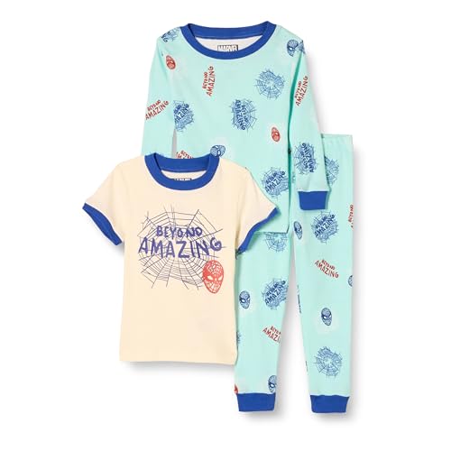 Amazon Essentials Marvel Jungen Eng Anliegende Schlafanzugsets, 3-Teilig, Marvel Spiderman Aufdruck, 8 Jahre von Amazon Essentials