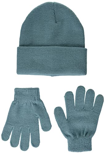 Amazon Essentials Kids and Gloves Set Beanie, Dunkles Salbeigrün, Einheitsgröße von Amazon Essentials